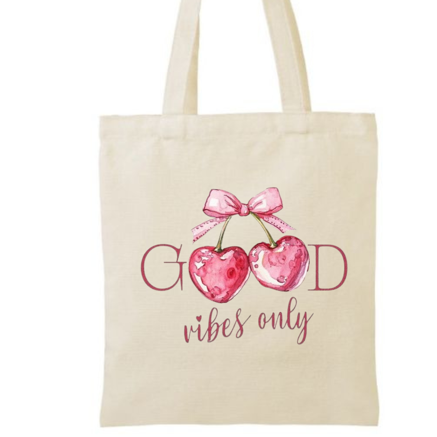 Good Vibes Only Cherry Canvas Tote Bag