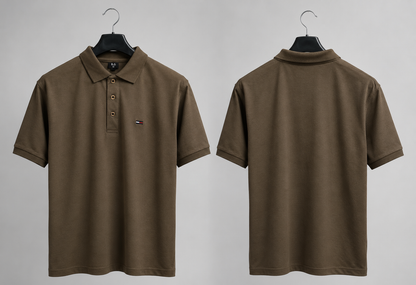 Men's Premium Brown Polo Shirt – Plain Short Sleeve Casual Cotton Polo T-Shirt