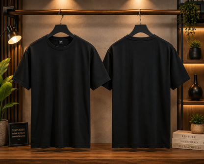 Men's Black Premium Cotton Round Neck T-Shirt