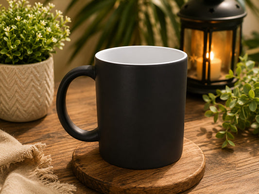 11oz Black Ceramic Coffee Mug – Matte Sublimation Blank Mug for Custom Printing | Microwave & Dishwasher Safe