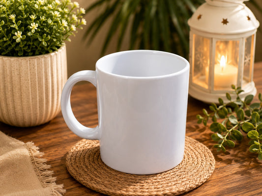 Premium 11oz White Ceramic Coffee Mug – Sublimation Blank Mug for Custom Printing | Microwave & Dishwasher Safe
