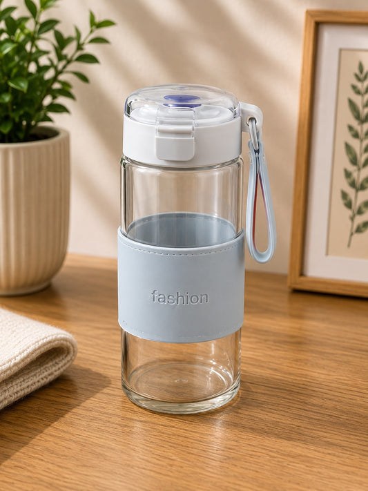 Premium Glass Water Bottle with Silicone Sleeve & Carry Strap | Leakproof Portable Drinking Bottle
