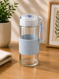 Premium Glass Water Bottle with Silicone Sleeve & Carry Strap | Leakproof Portable Drinking Bottle