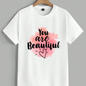You Are Beautiful T-Shirt | Cute Pink Watercolor Graphic Tee Inspirational Slogan White Tee
